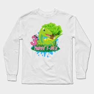 Dinosaur birthday, three rex, third birthday boy Long Sleeve T-Shirt